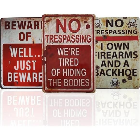3 PCS Retro Halloween Decor Indoor&Outdoor Warning Signs No Trespassing - Picture 8 of 8